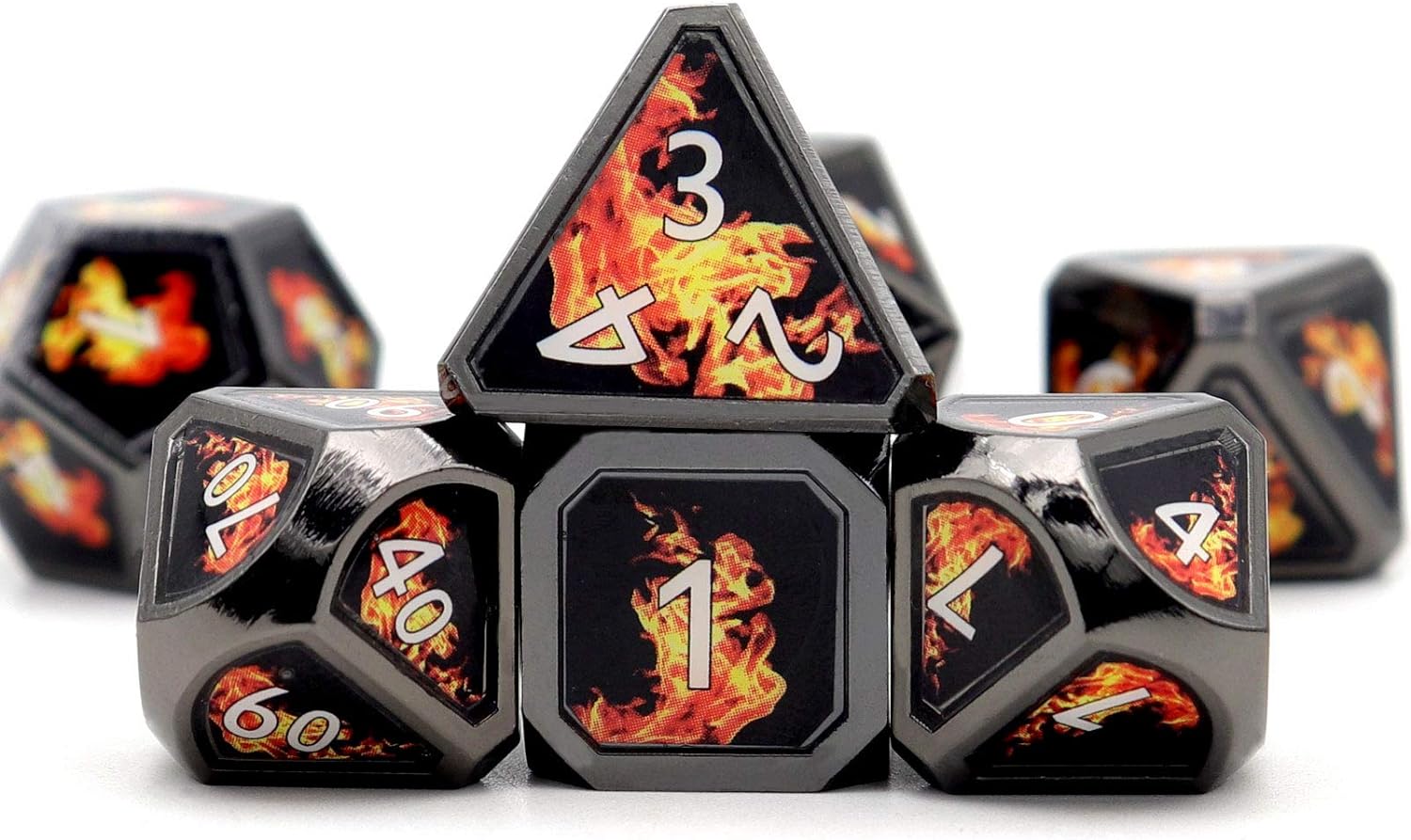 Haxtec Bloodstained Metal DND Dice Set Antique Iron Blood Metal D&D Dice Set Dragon Scale with Leather Dice Bag Bloodsplattered Metal Polyhedral Dice for Dungeons and Dragons TTRPG Gifts