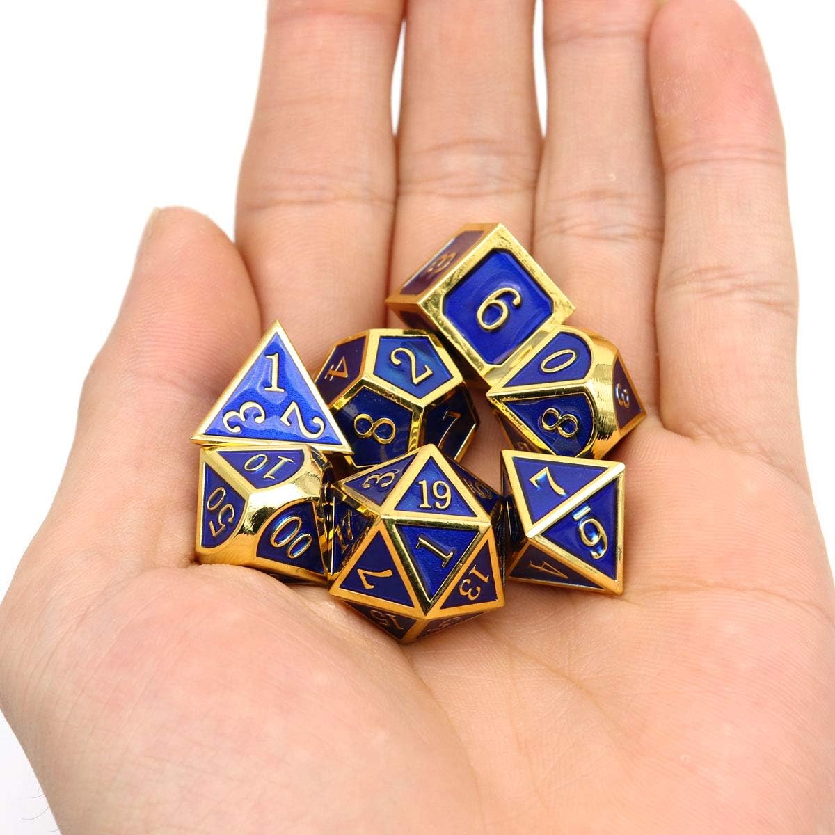 Haxtec Bloodstained Metal DND Dice Set Antique Iron Blood Metal D&D Dice Set Dragon Scale with Leather Dice Bag Bloodsplattered Metal Polyhedral Dice for Dungeons and Dragons TTRPG Gifts