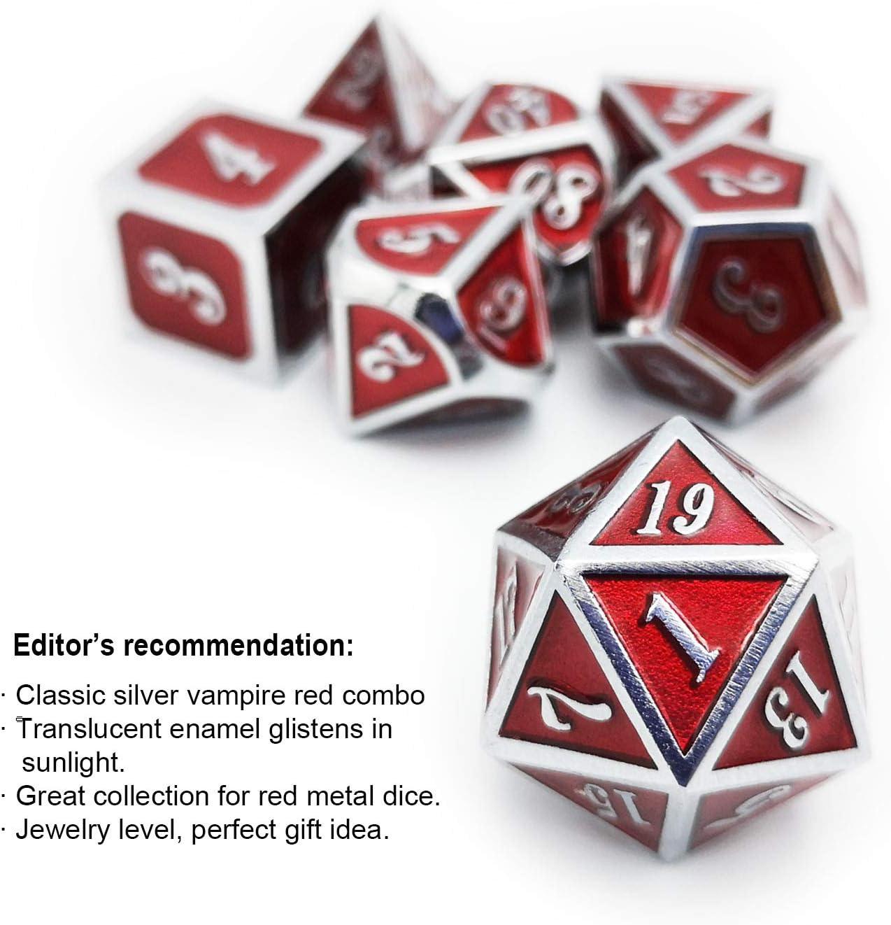Haxtec Bloodstained Metal DND Dice Set Antique Iron Blood Metal D&D Dice Set Dragon Scale with Leather Dice Bag Bloodsplattered Metal Polyhedral Dice for Dungeons and Dragons TTRPG Gifts