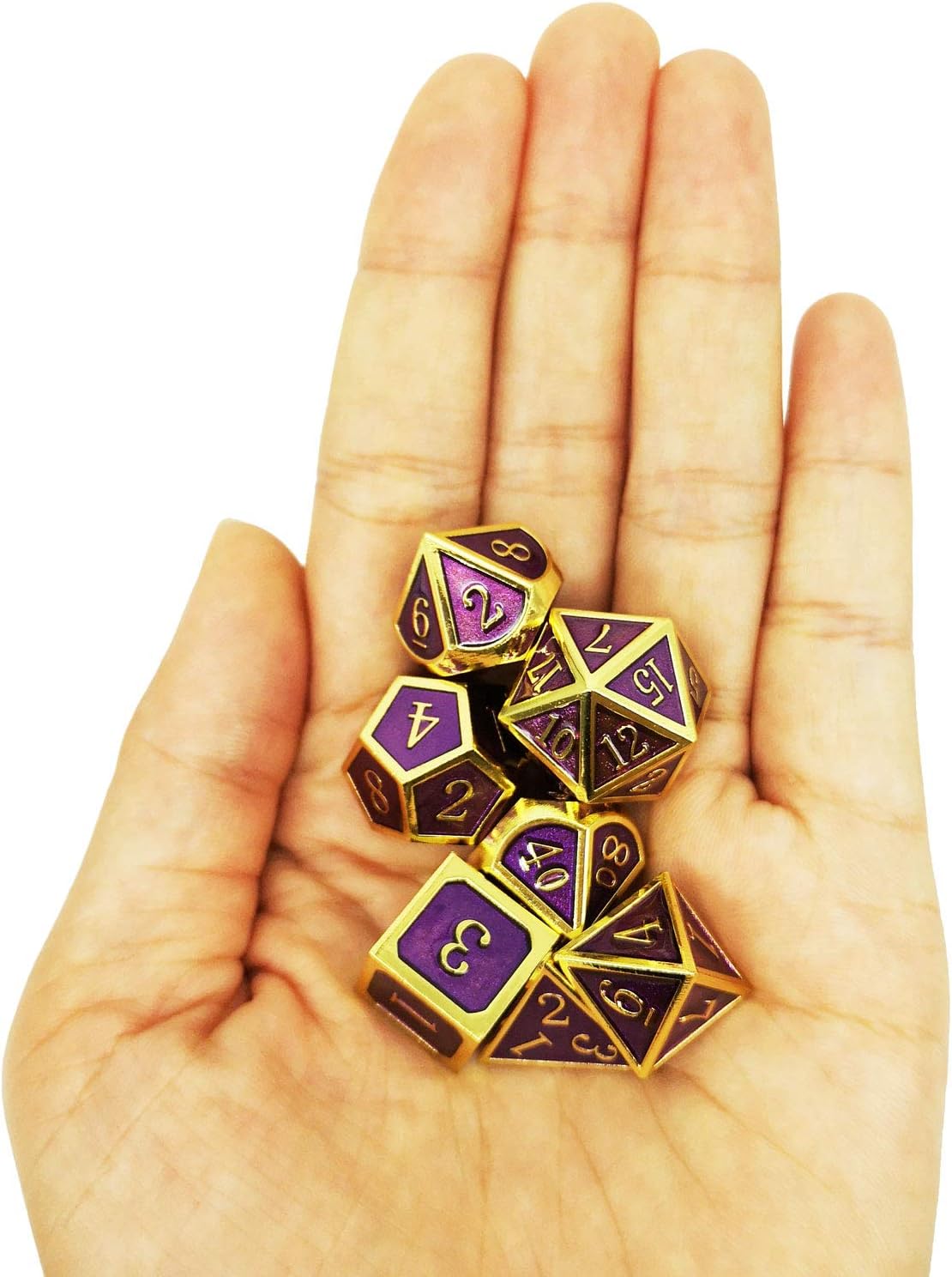 Haxtec Bloodstained Metal DND Dice Set Antique Iron Blood Metal D&D Dice Set Dragon Scale with Leather Dice Bag Bloodsplattered Metal Polyhedral Dice for Dungeons and Dragons TTRPG Gifts