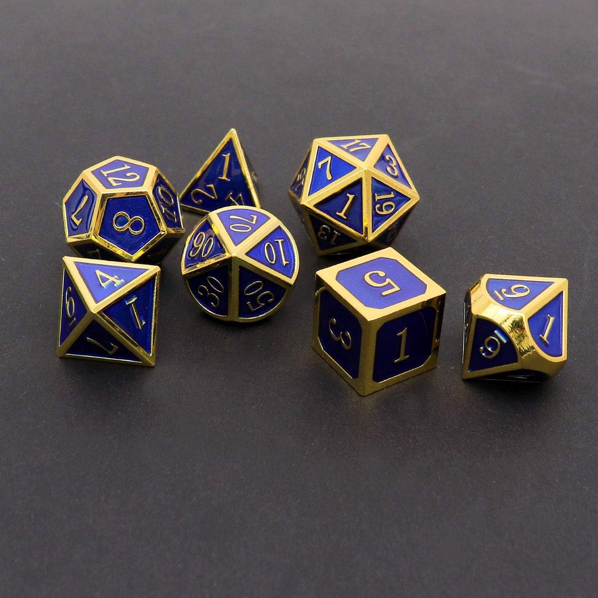 Haxtec Bloodstained Metal DND Dice Set Antique Iron Blood Metal D&D Dice Set Dragon Scale with Leather Dice Bag Bloodsplattered Metal Polyhedral Dice for Dungeons and Dragons TTRPG Gifts