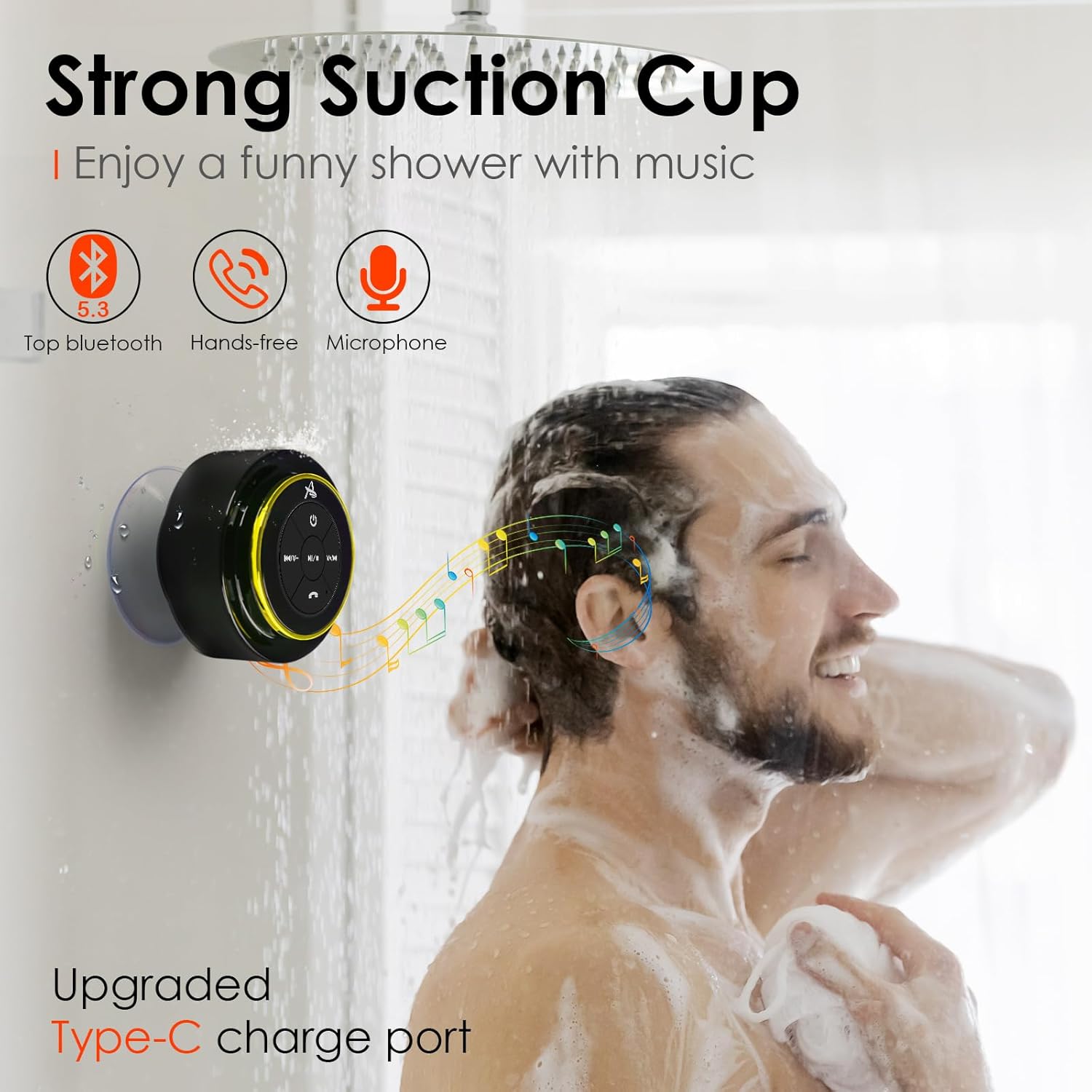 XLEADER, Upgraded, Shower Speaker, Certified IPX7 Waterproof Bluetooth Wireless Speaker with Suction Cup for Bathroom, Built-in Mic, Crystal Sound&Rich Bass,up to 12H Playtime, Ideal Electronic Gifts