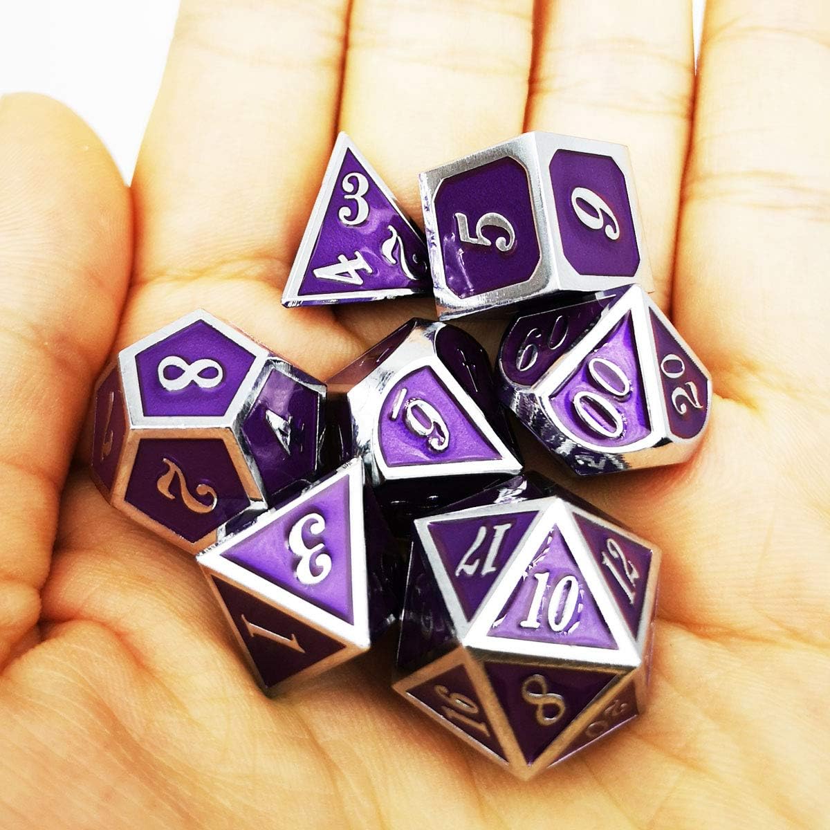 Haxtec Bloodstained Metal DND Dice Set Antique Iron Blood Metal D&D Dice Set Dragon Scale with Leather Dice Bag Bloodsplattered Metal Polyhedral Dice for Dungeons and Dragons TTRPG Gifts