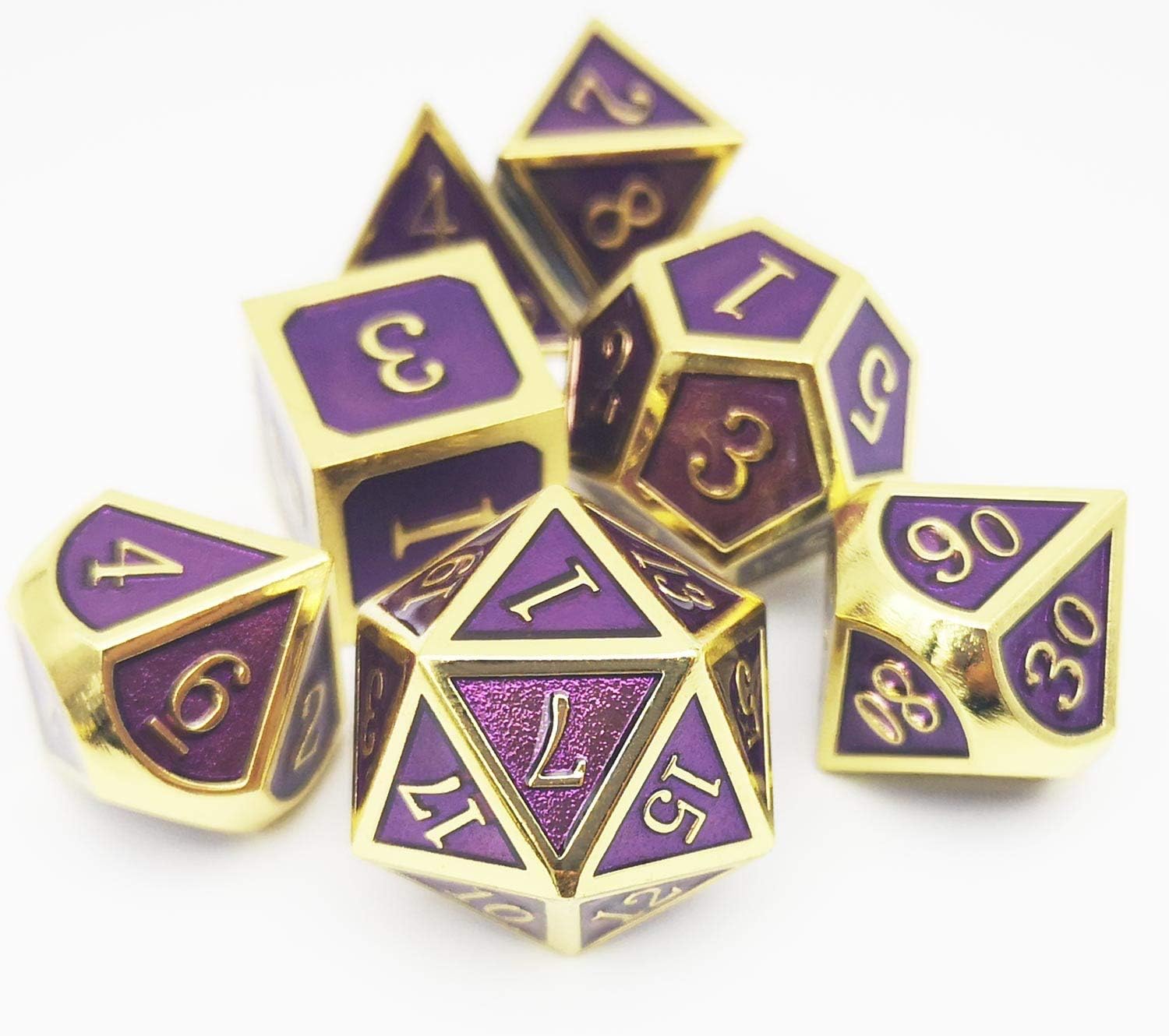 Haxtec Bloodstained Metal DND Dice Set Antique Iron Blood Metal D&D Dice Set Dragon Scale with Leather Dice Bag Bloodsplattered Metal Polyhedral Dice for Dungeons and Dragons TTRPG Gifts