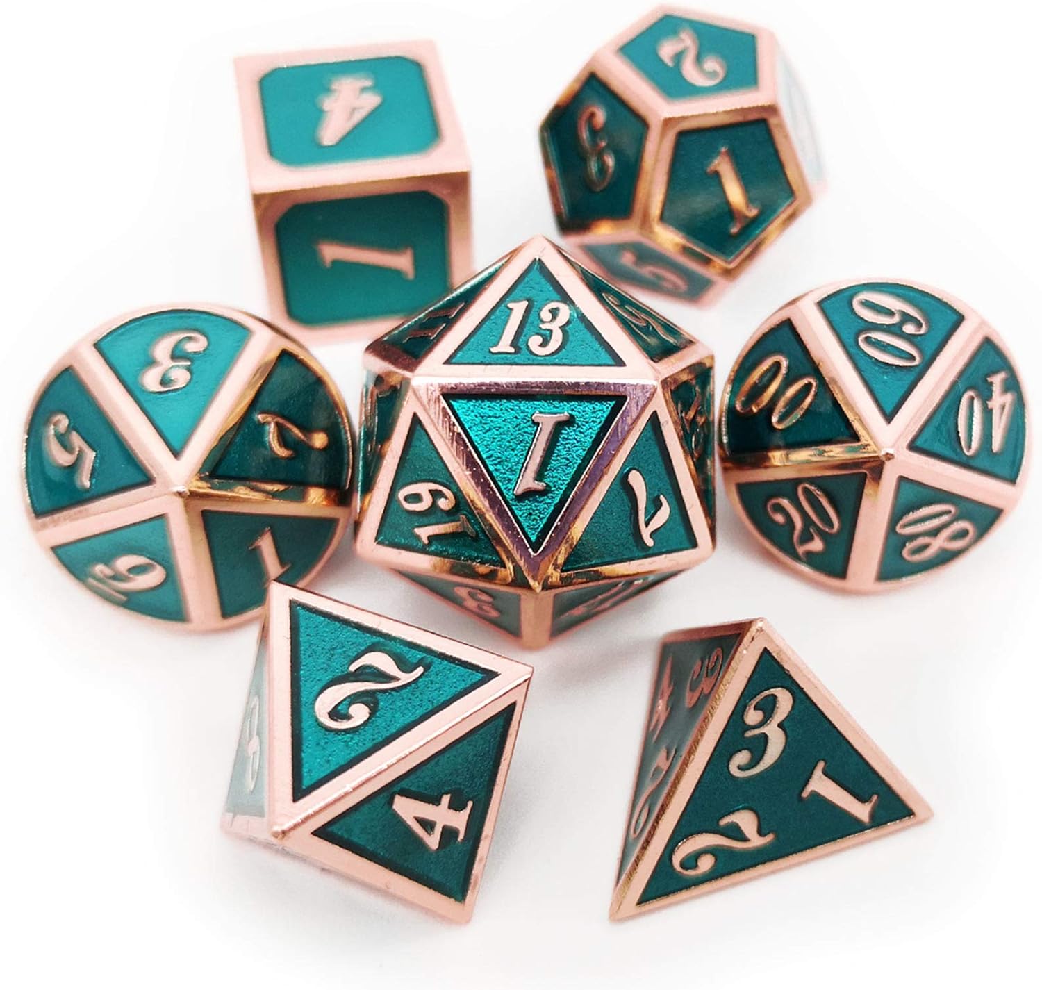 Haxtec Bloodstained Metal DND Dice Set Antique Iron Blood Metal D&D Dice Set Dragon Scale with Leather Dice Bag Bloodsplattered Metal Polyhedral Dice for Dungeons and Dragons TTRPG Gifts