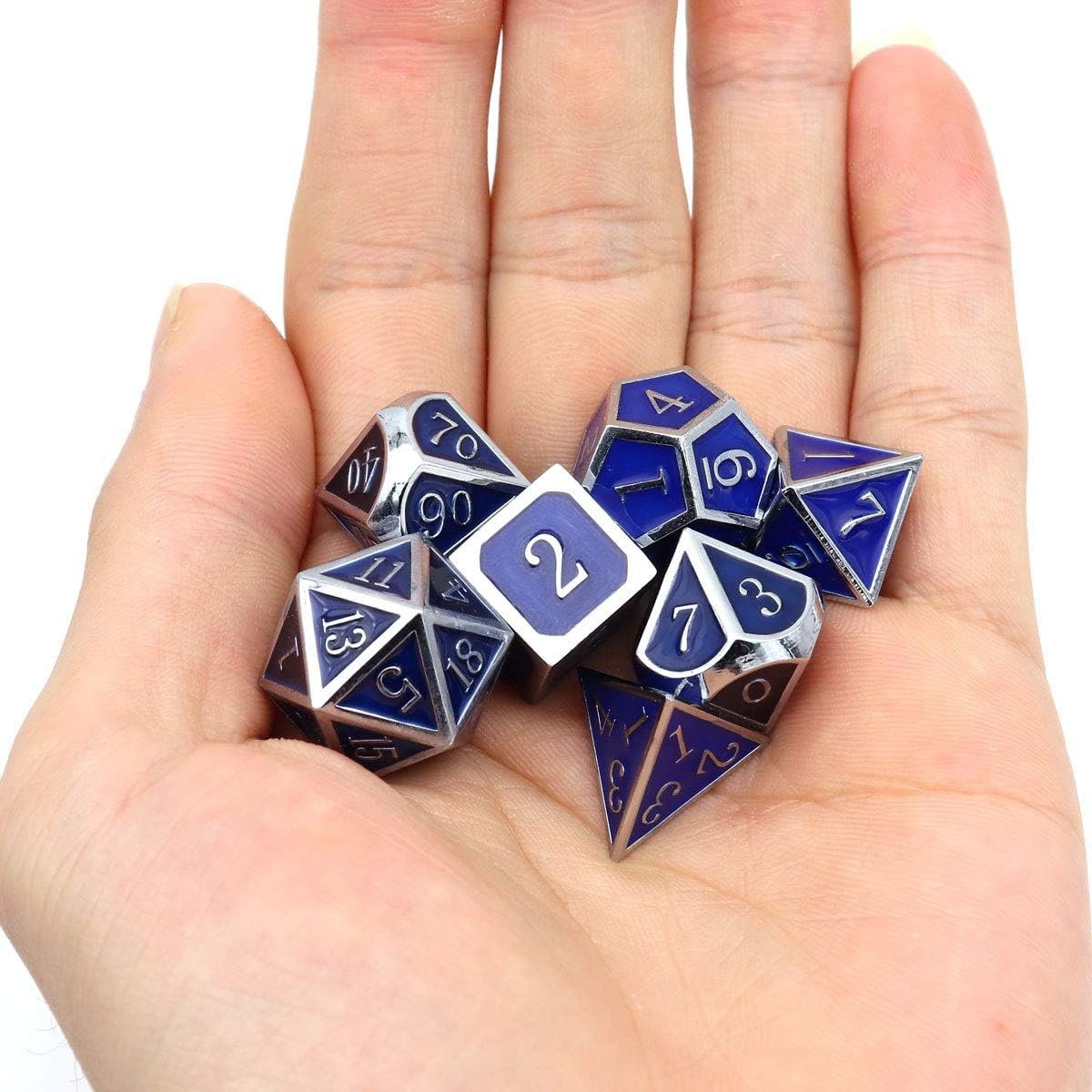 Haxtec Bloodstained Metal DND Dice Set Antique Iron Blood Metal D&D Dice Set Dragon Scale with Leather Dice Bag Bloodsplattered Metal Polyhedral Dice for Dungeons and Dragons TTRPG Gifts