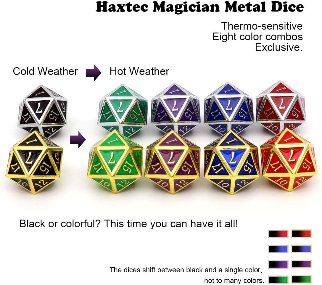 Haxtec Bloodstained Metal DND Dice Set Antique Iron Blood Metal D&D Dice Set Dragon Scale with Leather Dice Bag Bloodsplattered Metal Polyhedral Dice for Dungeons and Dragons TTRPG Gifts