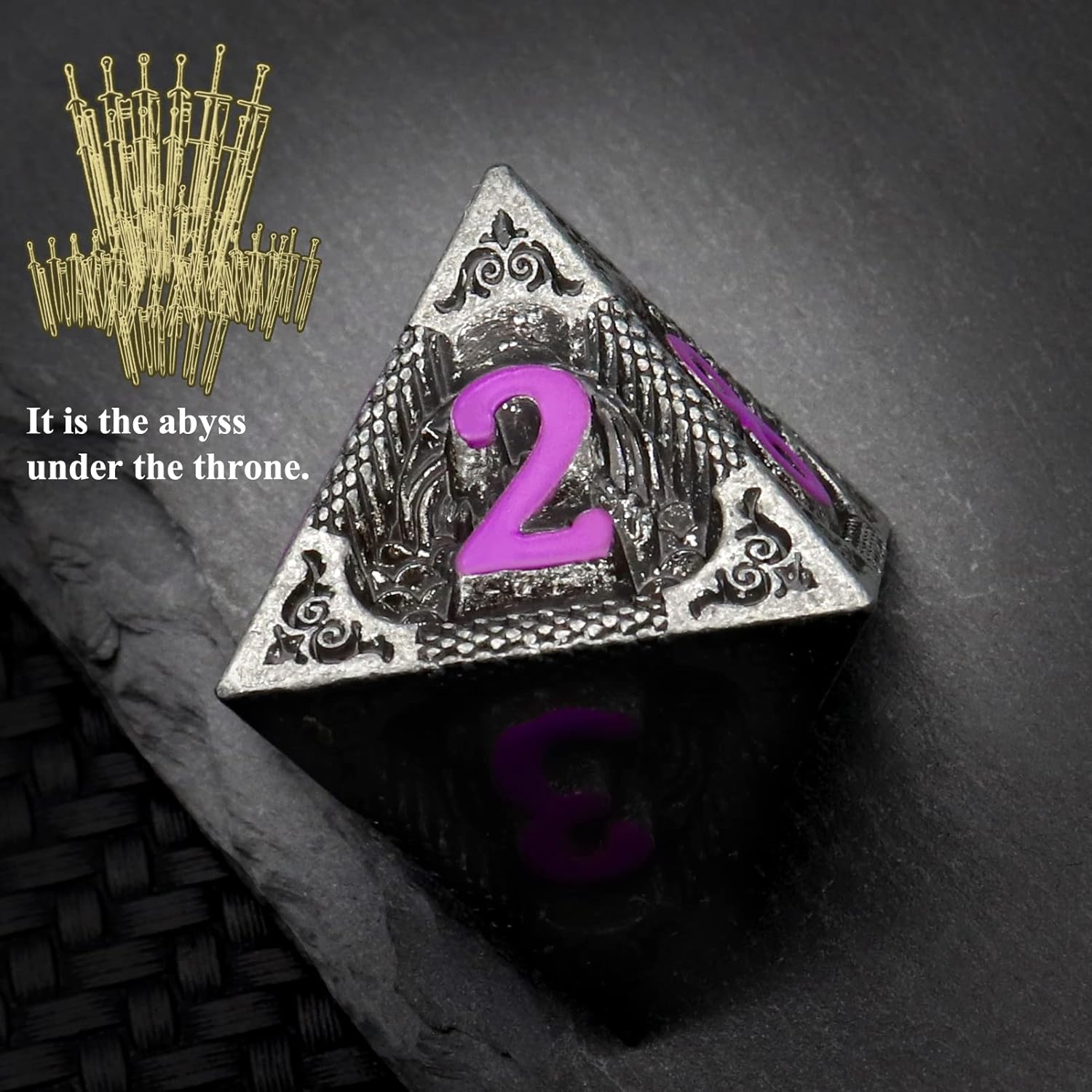 Haxtec Bloodstained Metal DND Dice Set Antique Iron Blood Metal D&D Dice Set Dragon Scale with Leather Dice Bag Bloodsplattered Metal Polyhedral Dice for Dungeons and Dragons TTRPG Gifts