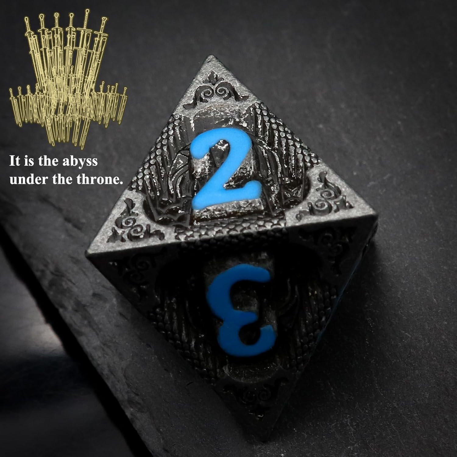 Haxtec Bloodstained Metal DND Dice Set Antique Iron Blood Metal D&D Dice Set Dragon Scale with Leather Dice Bag Bloodsplattered Metal Polyhedral Dice for Dungeons and Dragons TTRPG Gifts