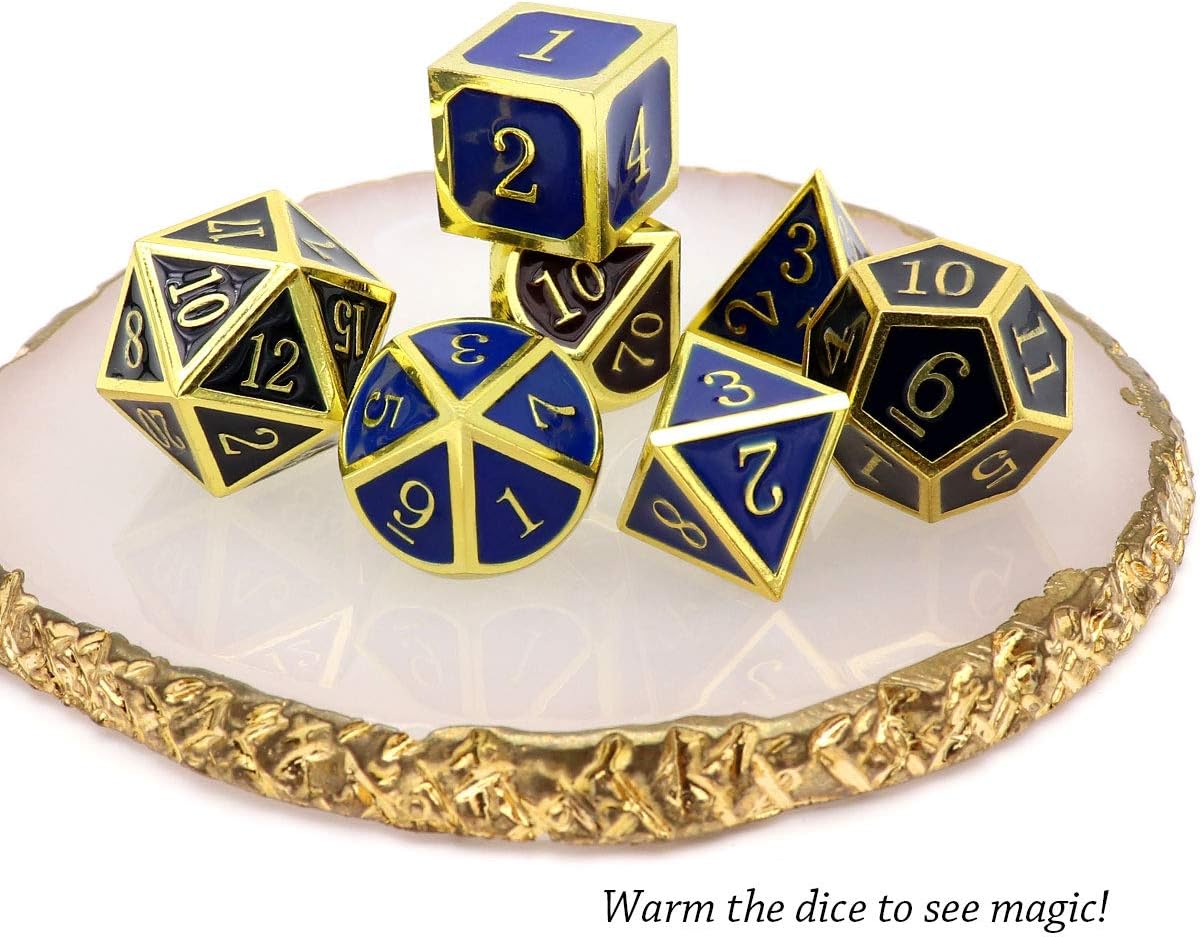 Haxtec Bloodstained Metal DND Dice Set Antique Iron Blood Metal D&D Dice Set Dragon Scale with Leather Dice Bag Bloodsplattered Metal Polyhedral Dice for Dungeons and Dragons TTRPG Gifts