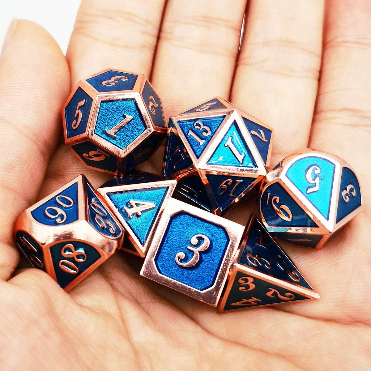 Haxtec Bloodstained Metal DND Dice Set Antique Iron Blood Metal D&D Dice Set Dragon Scale with Leather Dice Bag Bloodsplattered Metal Polyhedral Dice for Dungeons and Dragons TTRPG Gifts