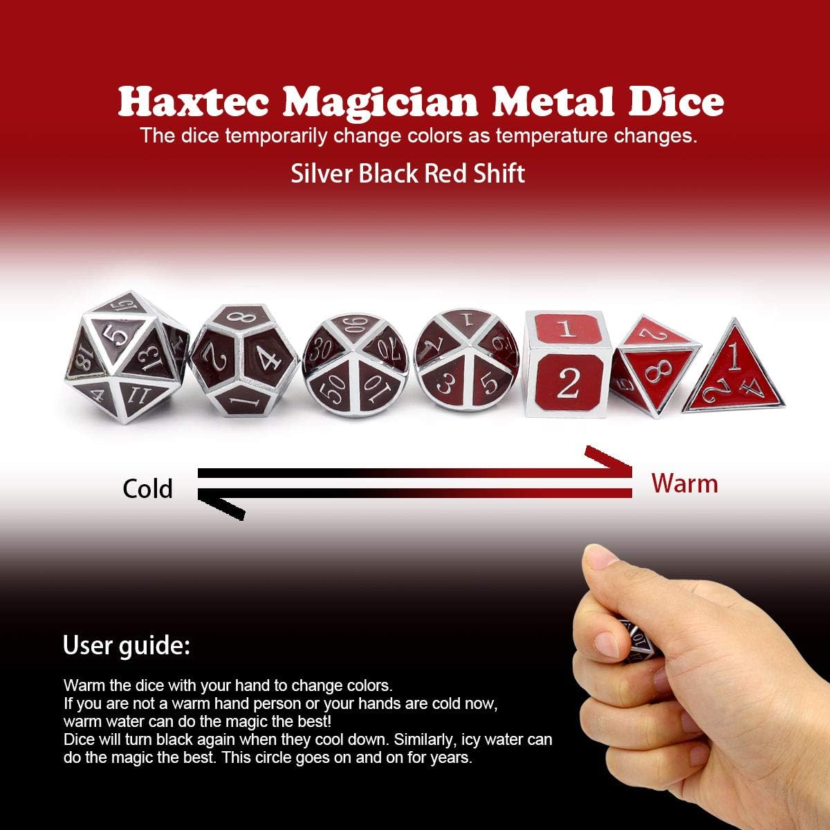 Haxtec Bloodstained Metal DND Dice Set Antique Iron Blood Metal D&D Dice Set Dragon Scale with Leather Dice Bag Bloodsplattered Metal Polyhedral Dice for Dungeons and Dragons TTRPG Gifts