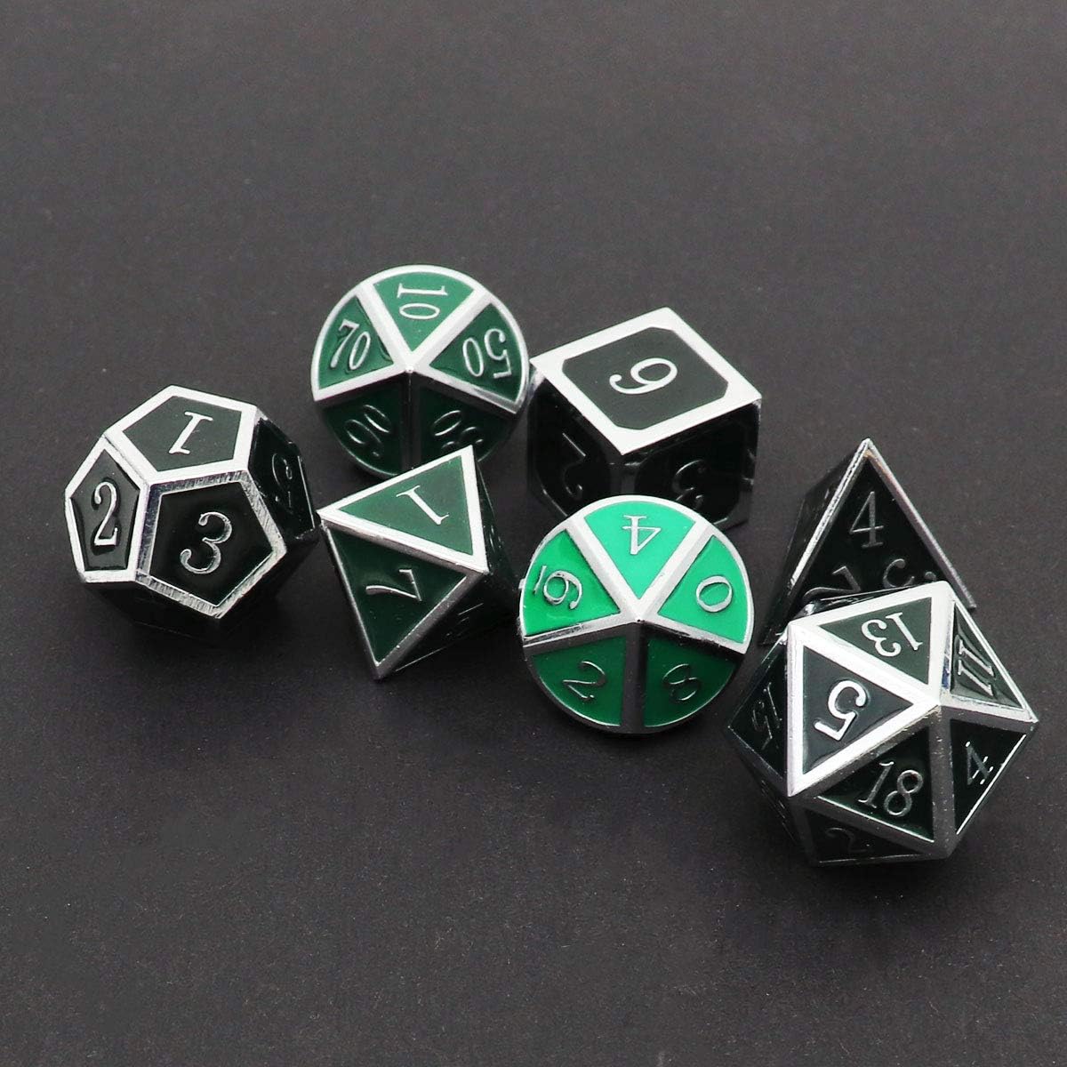 Haxtec Bloodstained Metal DND Dice Set Antique Iron Blood Metal D&D Dice Set Dragon Scale with Leather Dice Bag Bloodsplattered Metal Polyhedral Dice for Dungeons and Dragons TTRPG Gifts