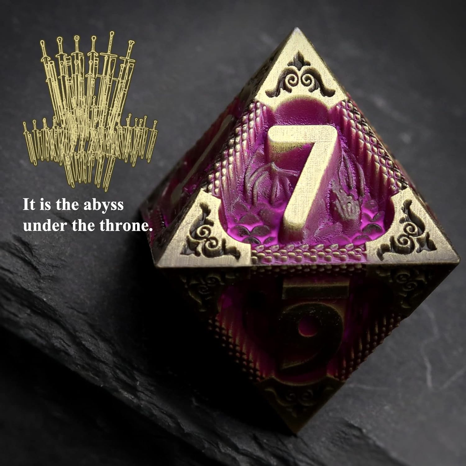 Haxtec Bloodstained Metal DND Dice Set Antique Iron Blood Metal D&D Dice Set Dragon Scale with Leather Dice Bag Bloodsplattered Metal Polyhedral Dice for Dungeons and Dragons TTRPG Gifts