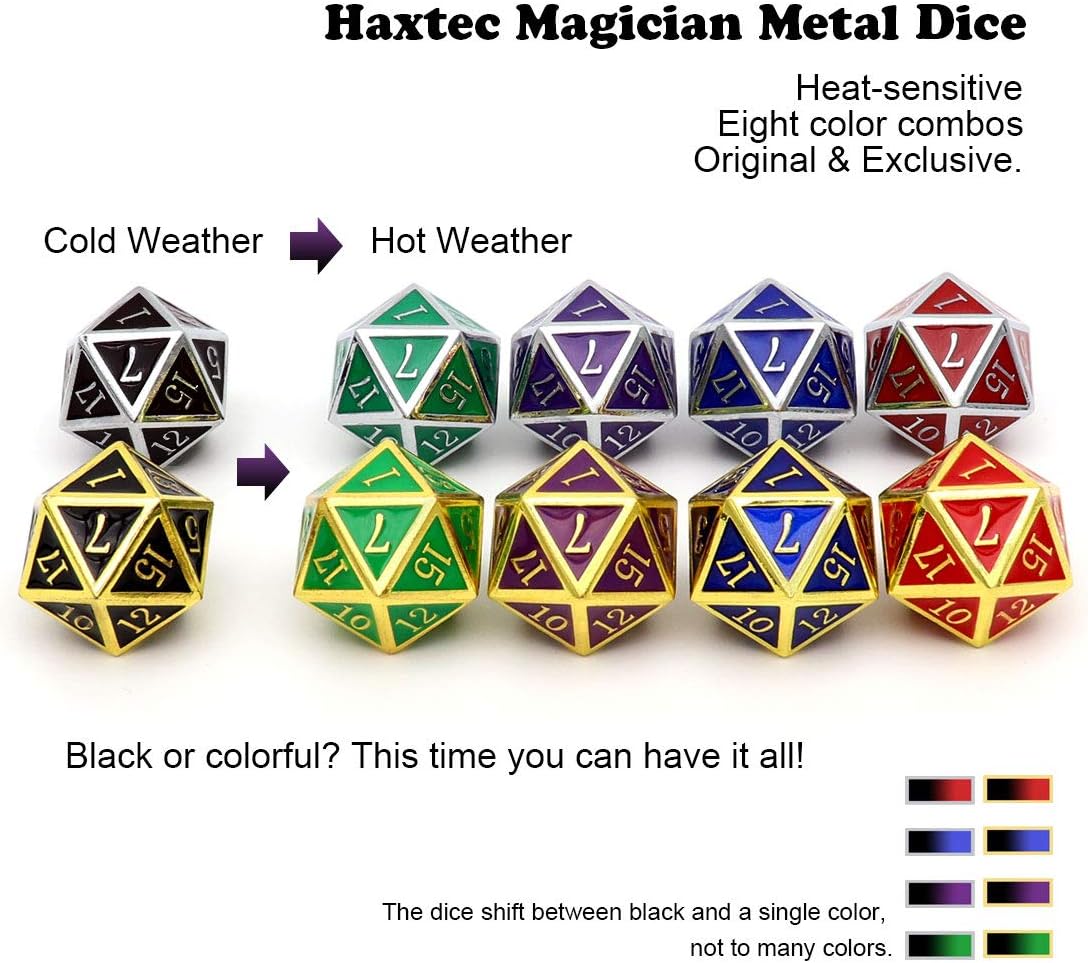 Haxtec Bloodstained Metal DND Dice Set Antique Iron Blood Metal D&D Dice Set Dragon Scale with Leather Dice Bag Bloodsplattered Metal Polyhedral Dice for Dungeons and Dragons TTRPG Gifts