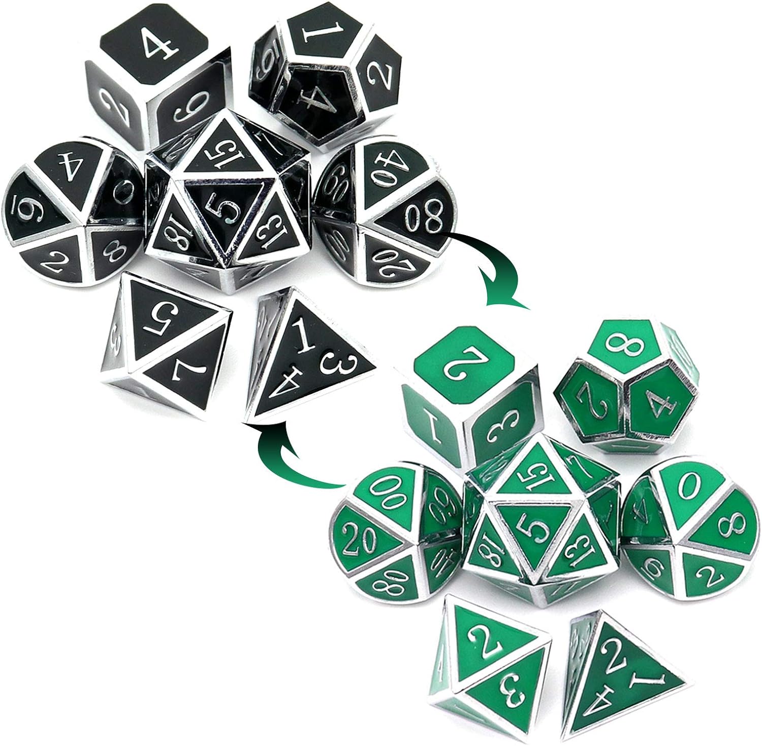 Haxtec Bloodstained Metal DND Dice Set Antique Iron Blood Metal D&D Dice Set Dragon Scale with Leather Dice Bag Bloodsplattered Metal Polyhedral Dice for Dungeons and Dragons TTRPG Gifts