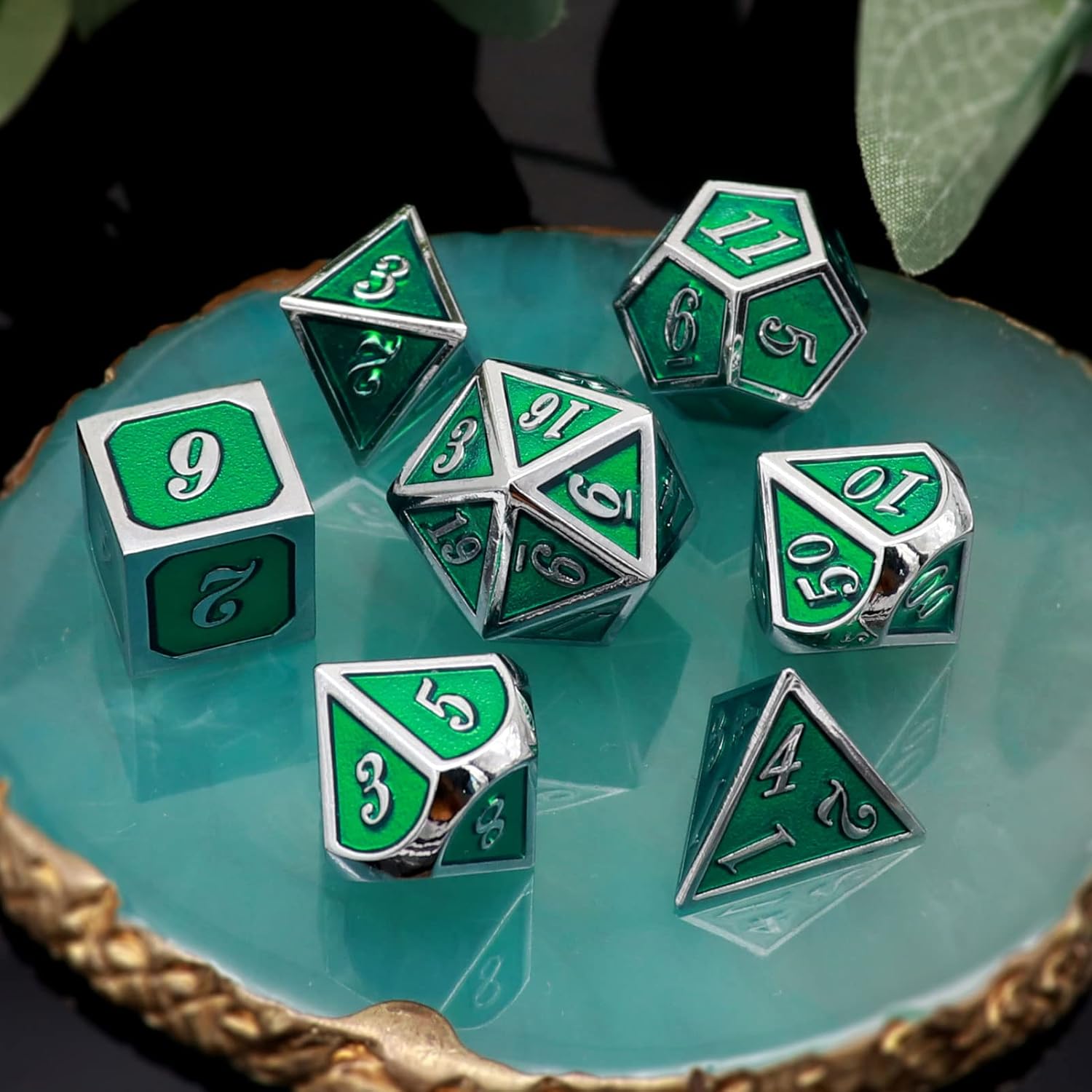 Haxtec Bloodstained Metal DND Dice Set Antique Iron Blood Metal D&D Dice Set Dragon Scale with Leather Dice Bag Bloodsplattered Metal Polyhedral Dice for Dungeons and Dragons TTRPG Gifts