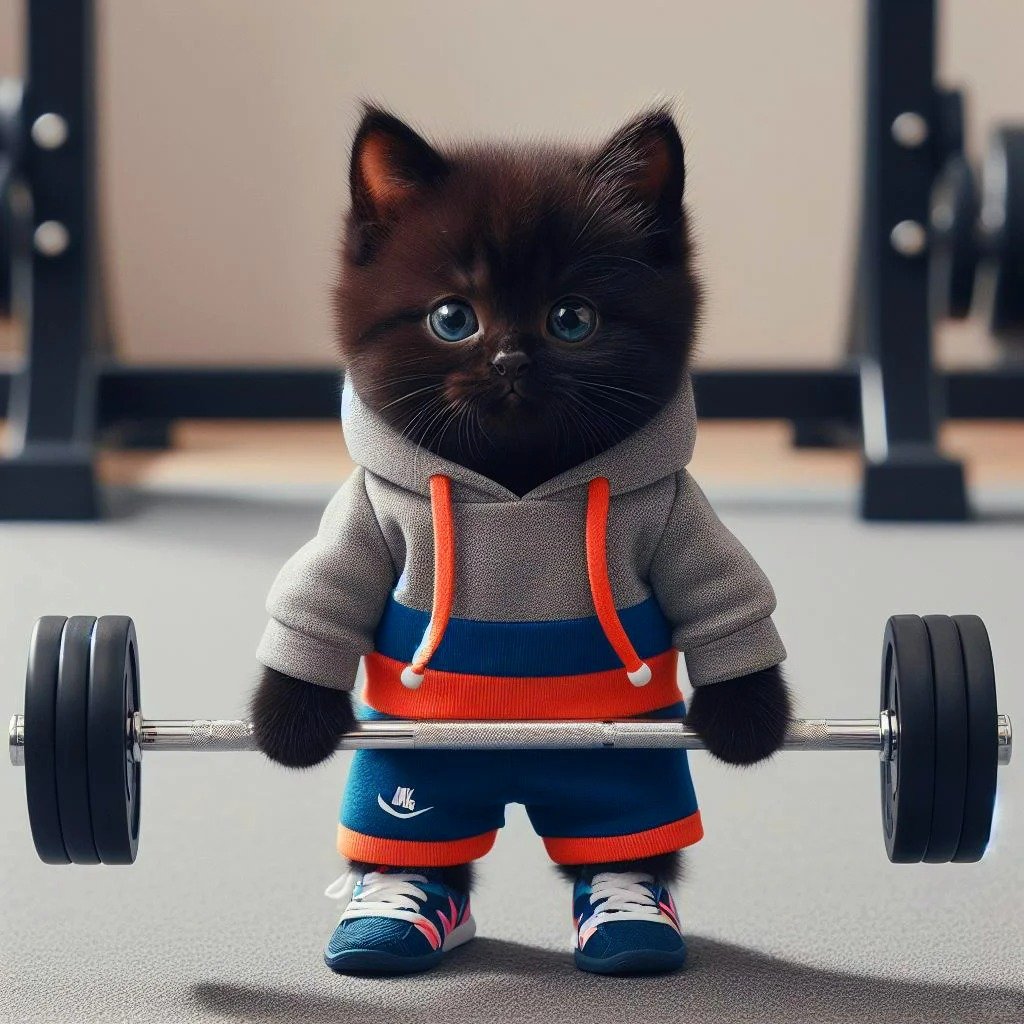 Cute Fitness Cat Sculpture
