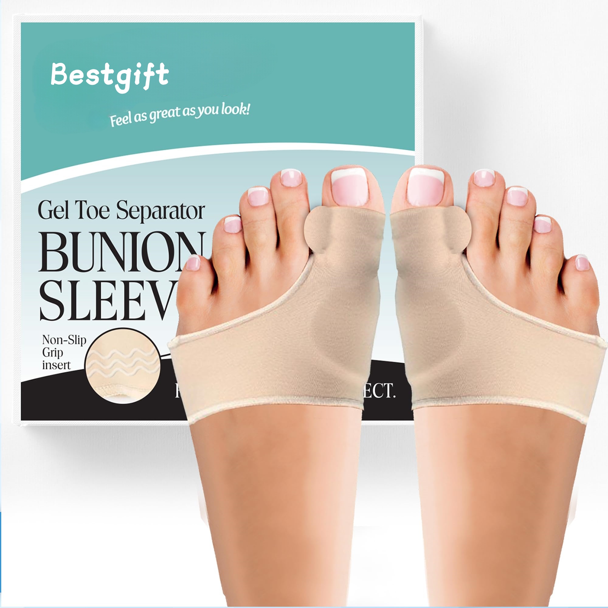 Bunion corrector and orthotic bunion relief splint, gel bunion pad sleeve brace