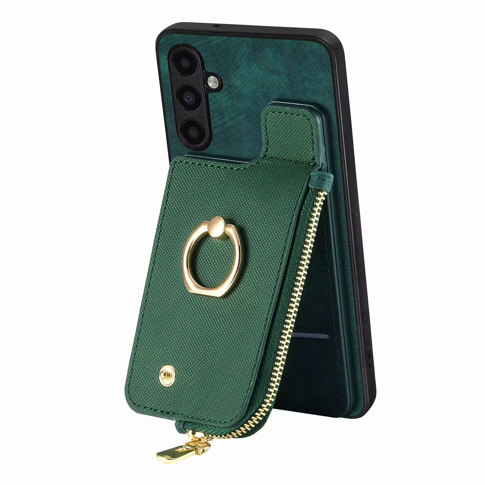 Vintage Zipper Cards Slot Wallet Ring Holder Leather Case for Samsung Galaxy A15 A25 A35 A55