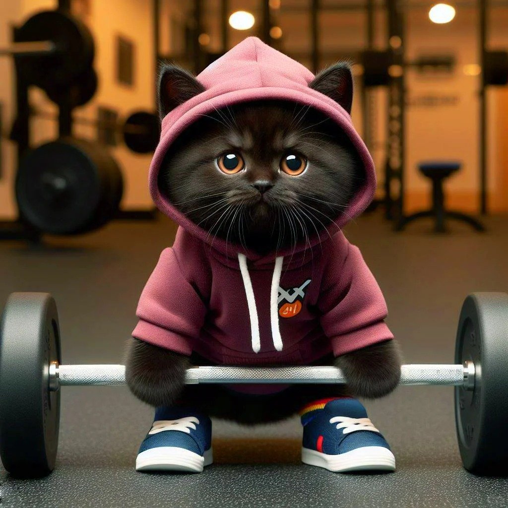 Cute Fitness Cat Sculpture