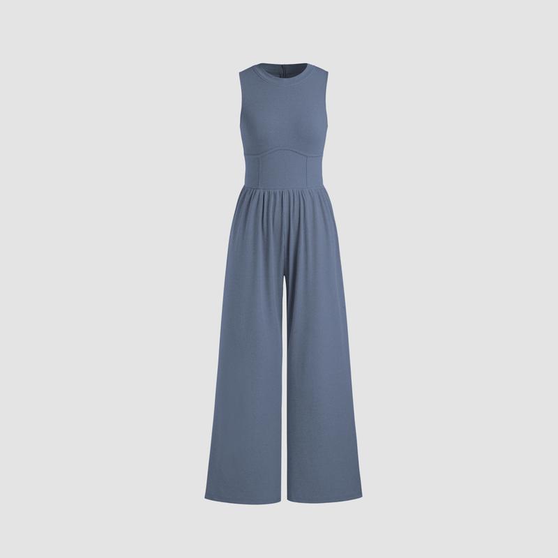 [12 colors, Size 2-26]  Sleeveless Wide Leg Overalls