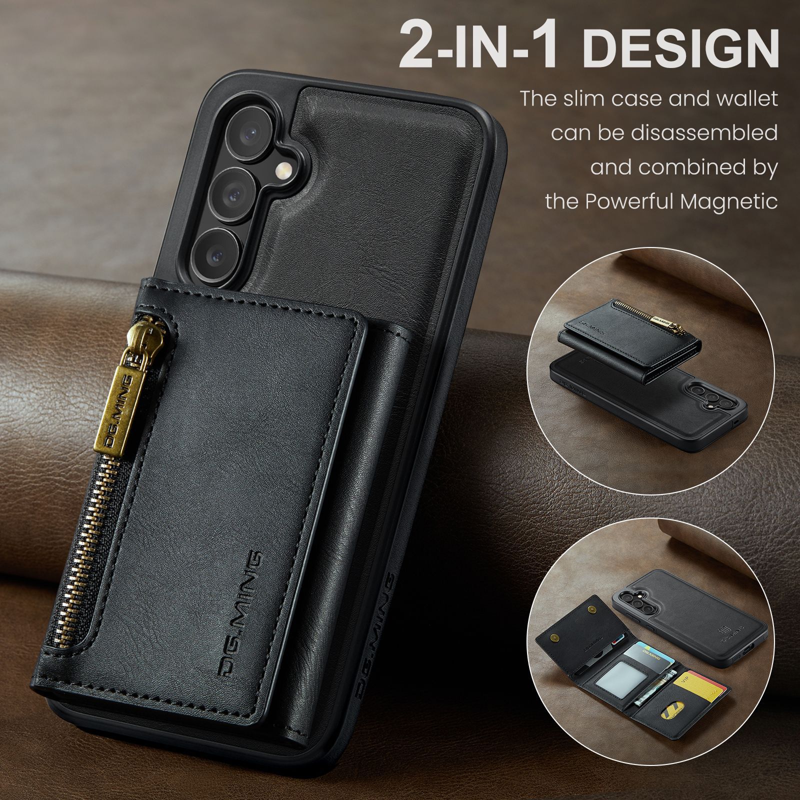 2 In 1 Detachable Magnetic Leather Wallet Phone Case For Samsung Galaxy S23/S24 FE