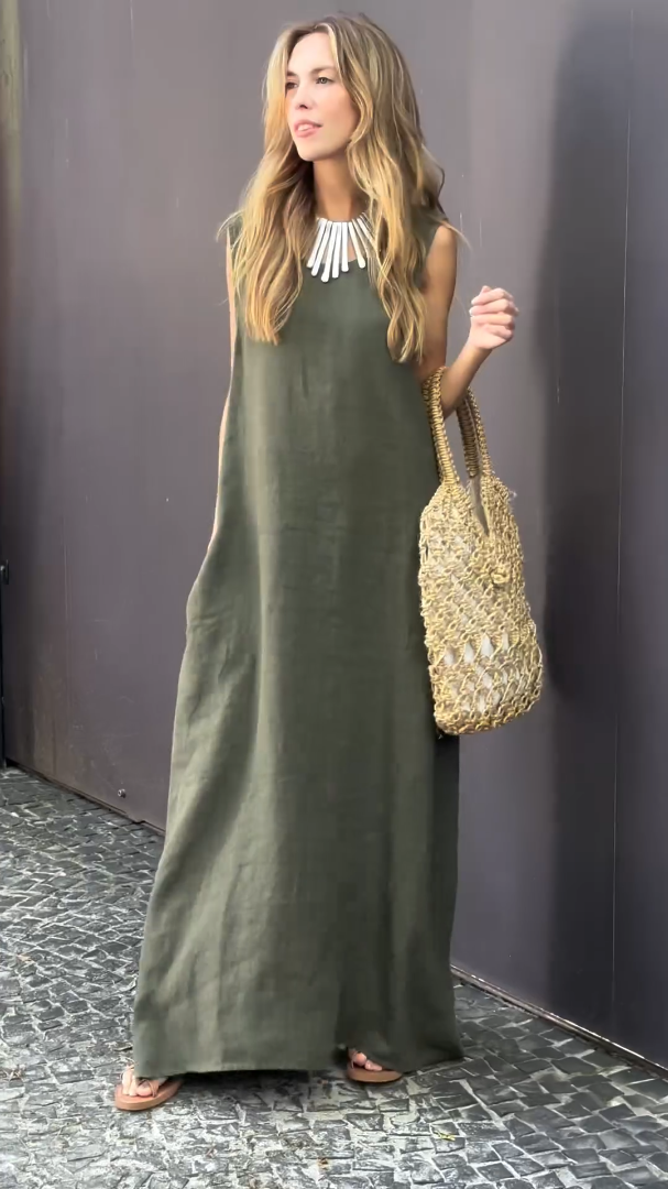 Women's Cotton linen dress with pocket