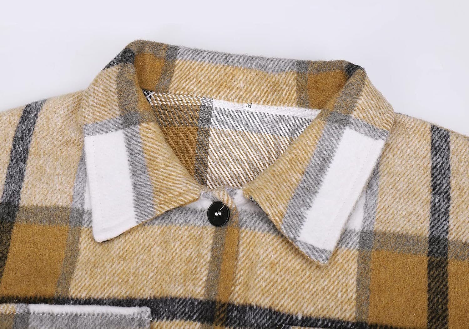 Beaully Women's Flannel Plaid Shacket Long Sleeve Button Down Shirts Jacket Coats with Side Pockets