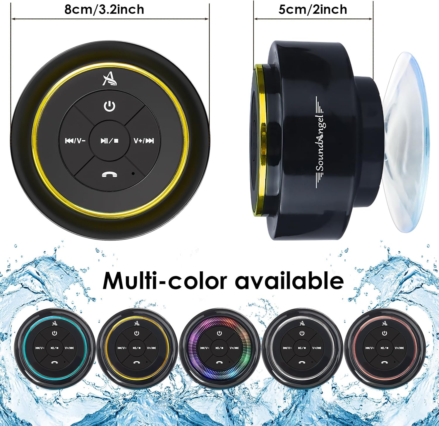 XLEADER, Upgraded, Shower Speaker, Certified IPX7 Waterproof Bluetooth Wireless Speaker with Suction Cup for Bathroom, Built-in Mic, Crystal Sound&Rich Bass,up to 12H Playtime, Ideal Electronic Gifts