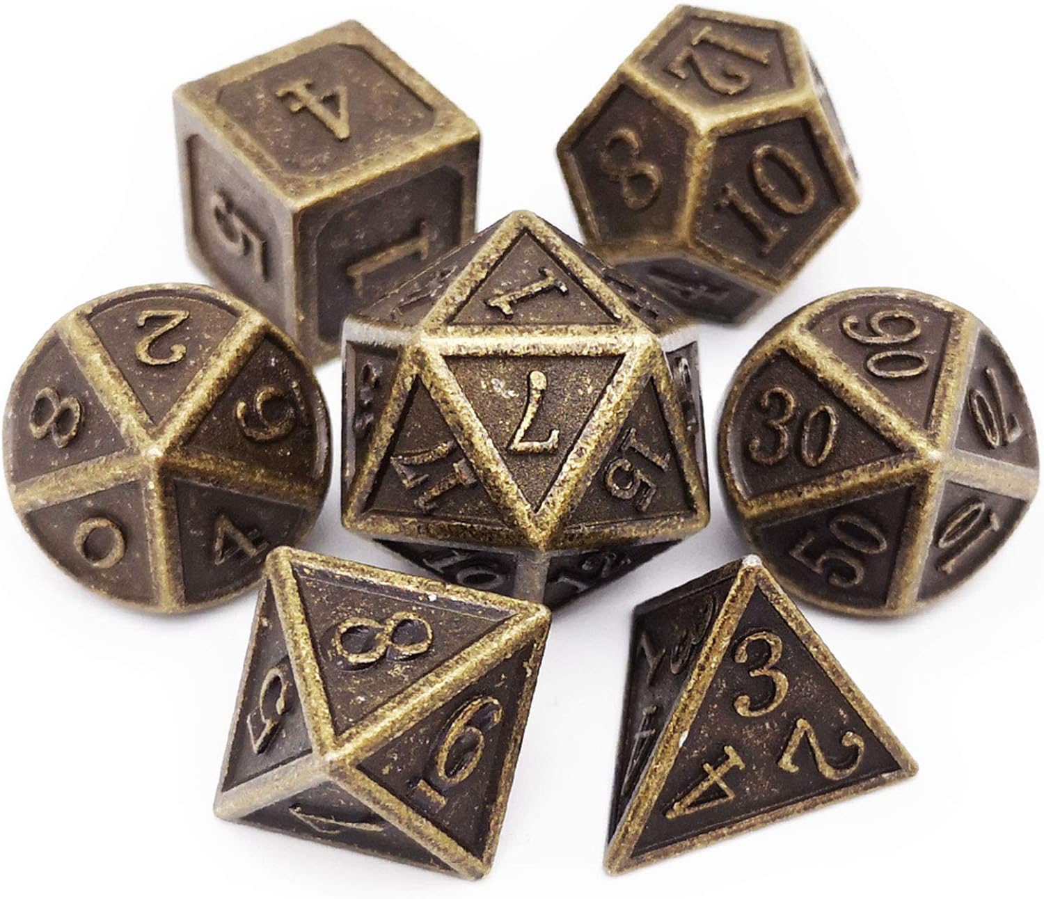 Haxtec Bloodstained Metal DND Dice Set Antique Iron Blood Metal D&D Dice Set Dragon Scale with Leather Dice Bag Bloodsplattered Metal Polyhedral Dice for Dungeons and Dragons TTRPG Gifts