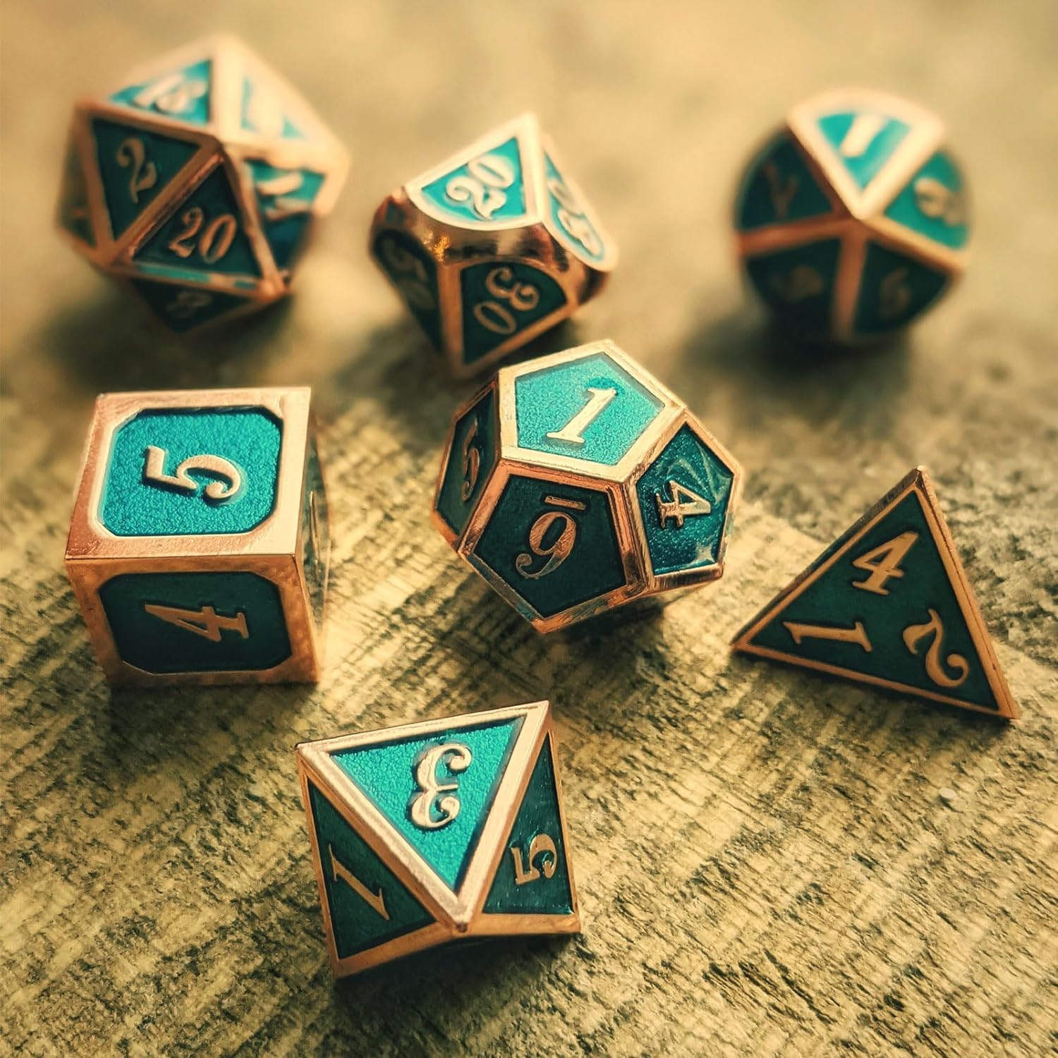 Haxtec Bloodstained Metal DND Dice Set Antique Iron Blood Metal D&D Dice Set Dragon Scale with Leather Dice Bag Bloodsplattered Metal Polyhedral Dice for Dungeons and Dragons TTRPG Gifts