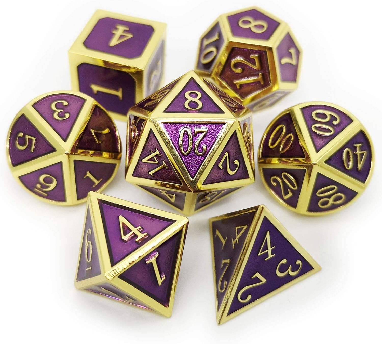 Haxtec Bloodstained Metal DND Dice Set Antique Iron Blood Metal D&D Dice Set Dragon Scale with Leather Dice Bag Bloodsplattered Metal Polyhedral Dice for Dungeons and Dragons TTRPG Gifts
