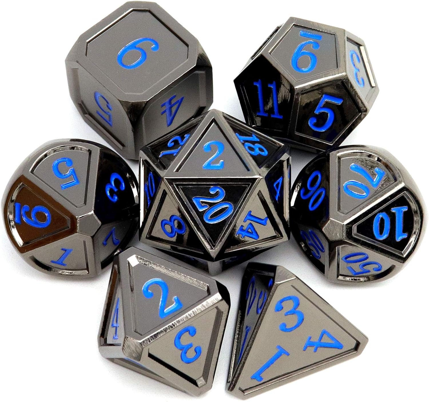 Haxtec Bloodstained Metal DND Dice Set Antique Iron Blood Metal D&D Dice Set Dragon Scale with Leather Dice Bag Bloodsplattered Metal Polyhedral Dice for Dungeons and Dragons TTRPG Gifts