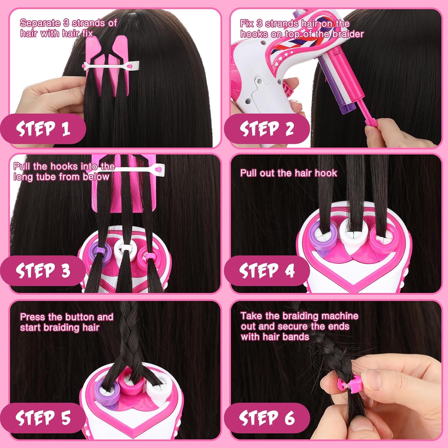 Lasnten Automatic Braider Machine Electric Hair Braider Toy with Self Adhesive Hair Gems and Jewelry Beads Hair Styling Tool Accessories for DIY Headdress