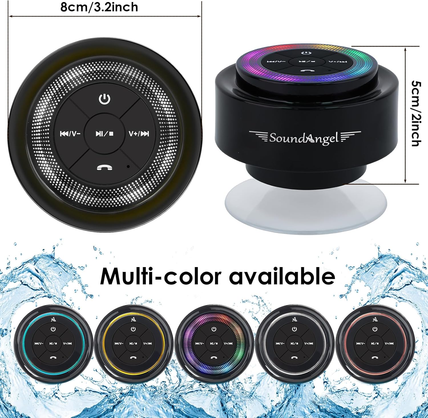 XLEADER, Upgraded, Shower Speaker, Certified IPX7 Waterproof Bluetooth Wireless Speaker with Suction Cup for Bathroom, Built-in Mic, Crystal Sound&Rich Bass,up to 12H Playtime, Ideal Electronic Gifts