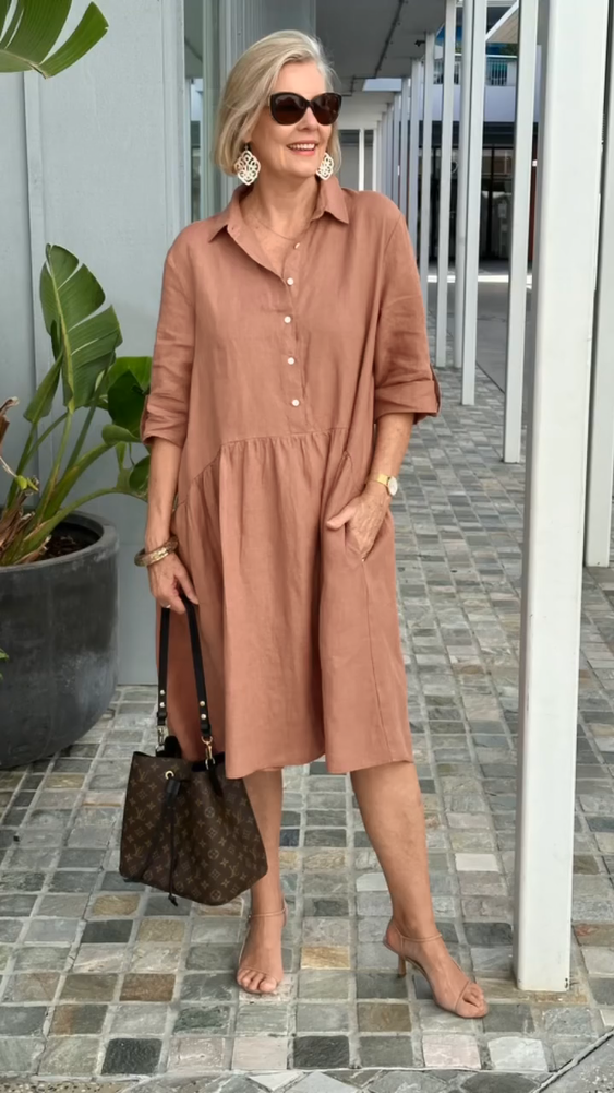 Cotton linen casual dress