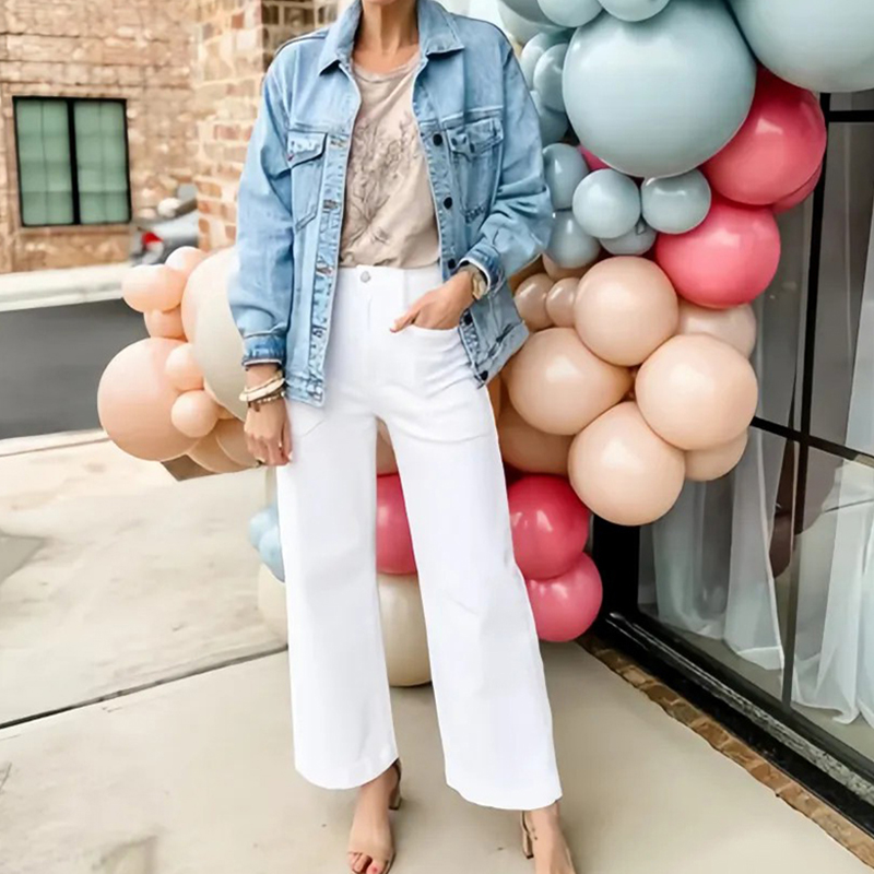 Stretch Twill Cropped Wide Leg Pant