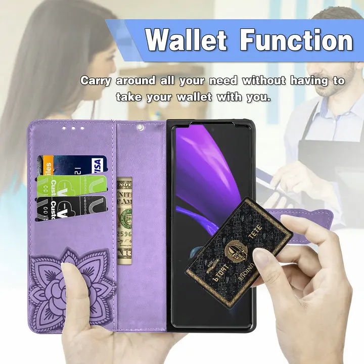 2024 Butterfly Luxury Leather Wallet Case With Card Holder For Samsung Galaxy Note20 Series