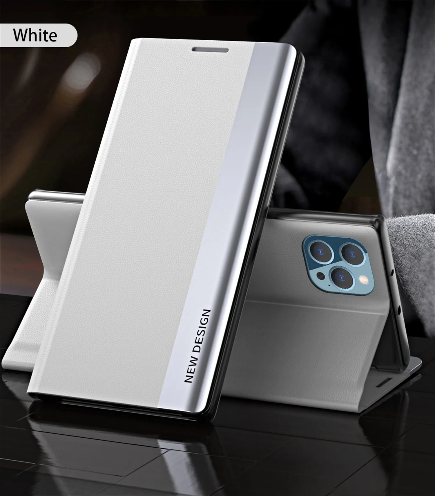 2024 The 4th Generation Side Window Magnetic Plating Bracket Flip Phone Case For iPhone 15/14 Series