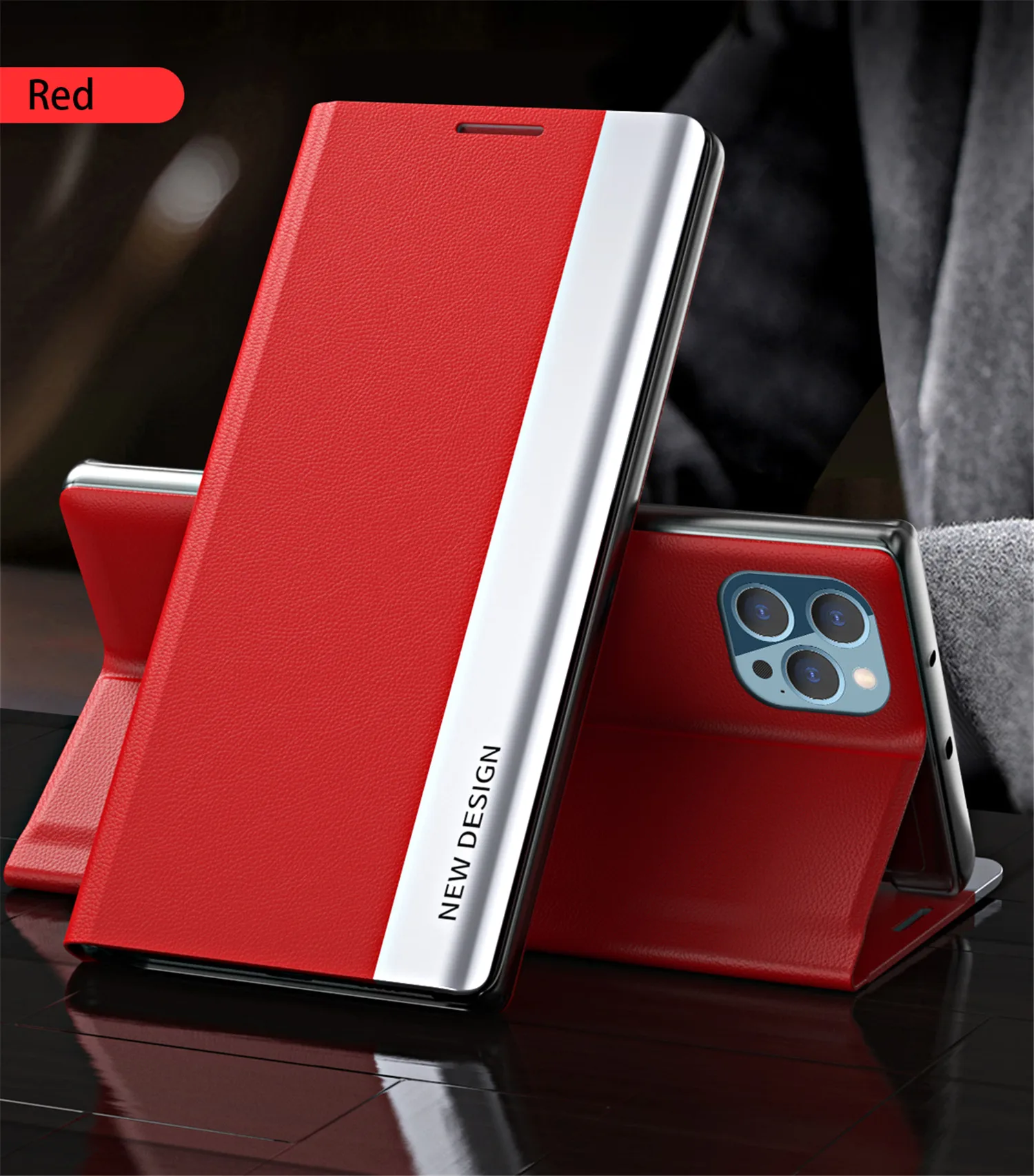 2024 The 4th Generation Side Window Magnetic Plating Bracket Flip Phone Case For iPhone 15/14 Series