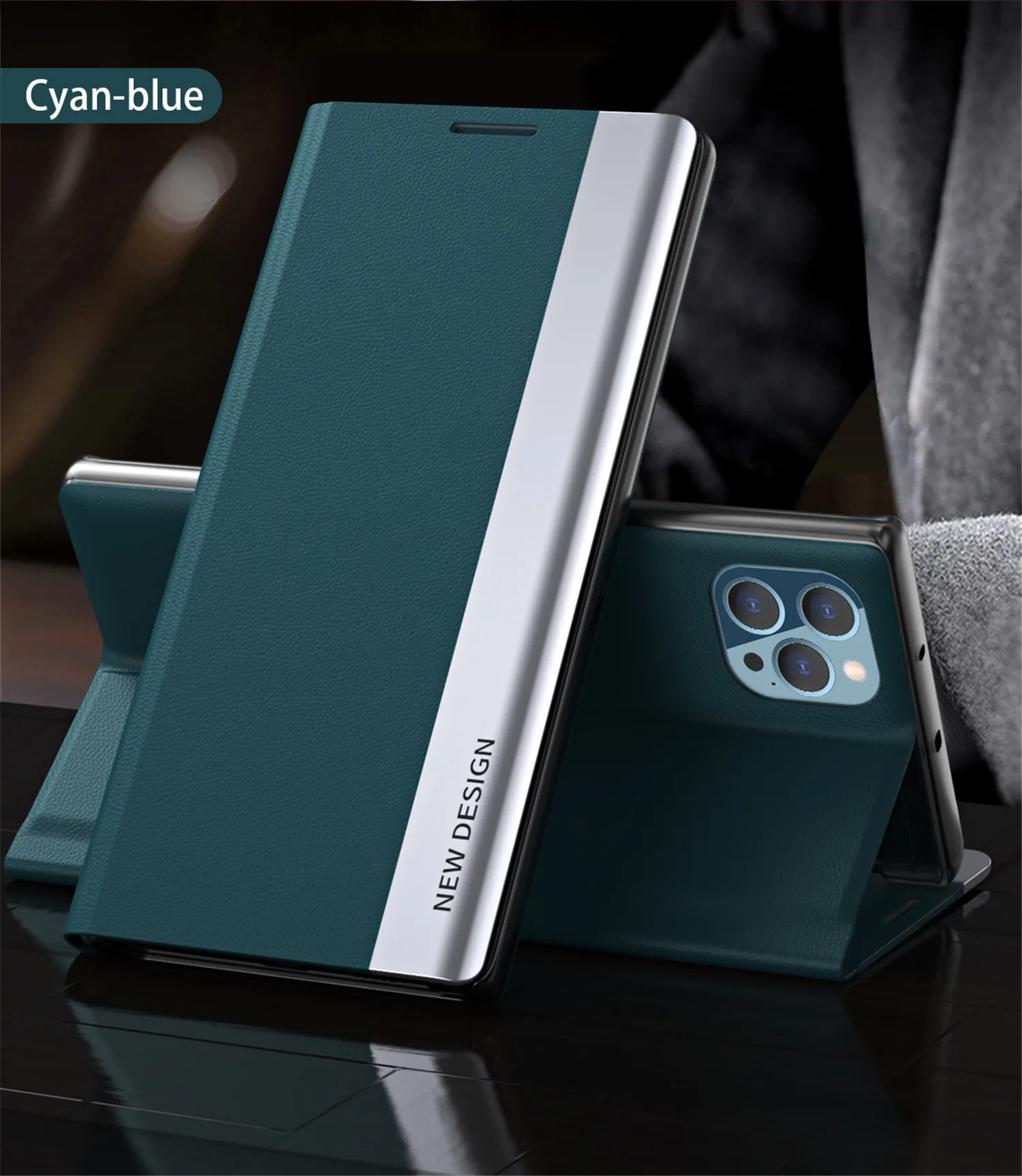 2024 The 4th Generation Side Window Magnetic Plating Bracket Flip Phone Case For iPhone 15/14 Series