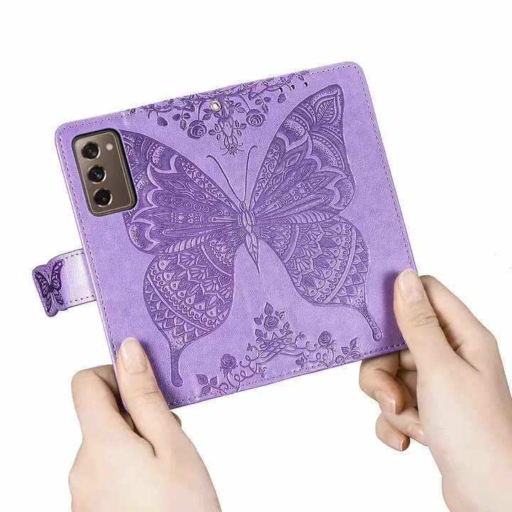 2024 Butterfly Luxury Leather Wallet Case With Card Holder For Samsung Galaxy Note20 Series