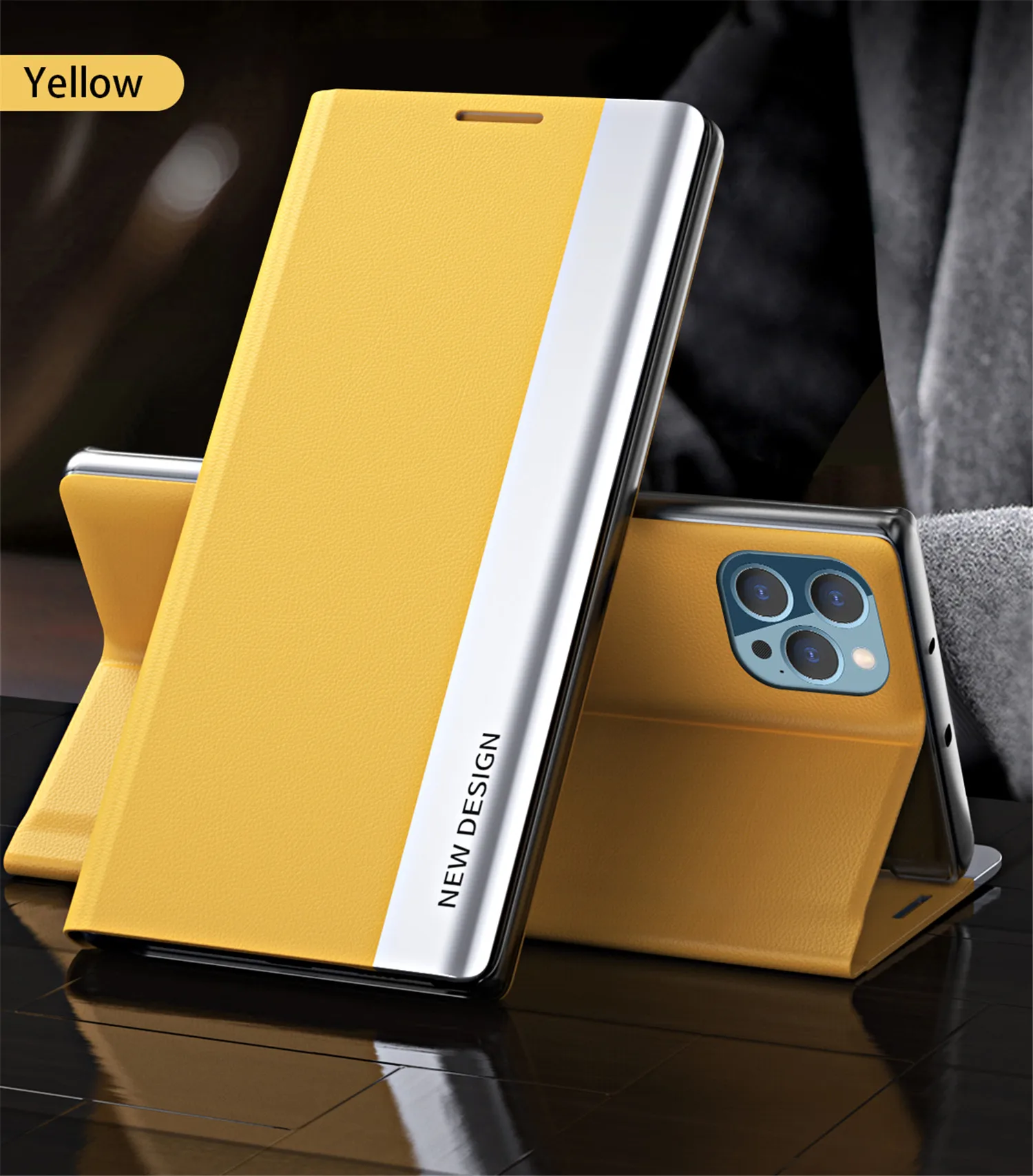 2024 The 4th Generation Side Window Magnetic Plating Bracket Flip Phone Case For iPhone 15/14 Series