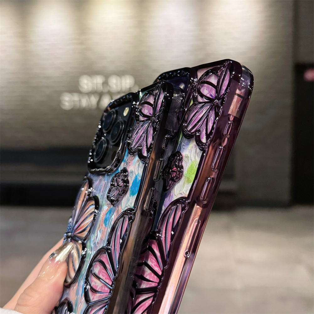 Luxury Plating Color Fashion Flowers Soft Bumper Phone Case For iPhone Series