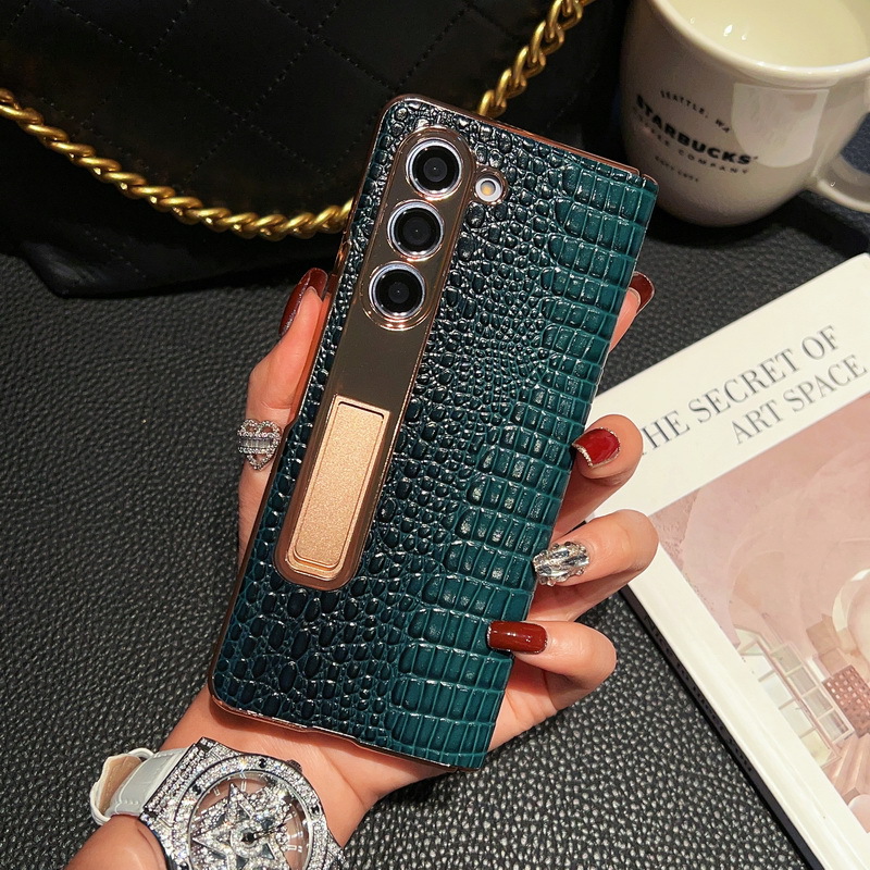 Genuine Leather Phone Case With Tempered Glass For Samsung galaxy Z Fold 5/4/3