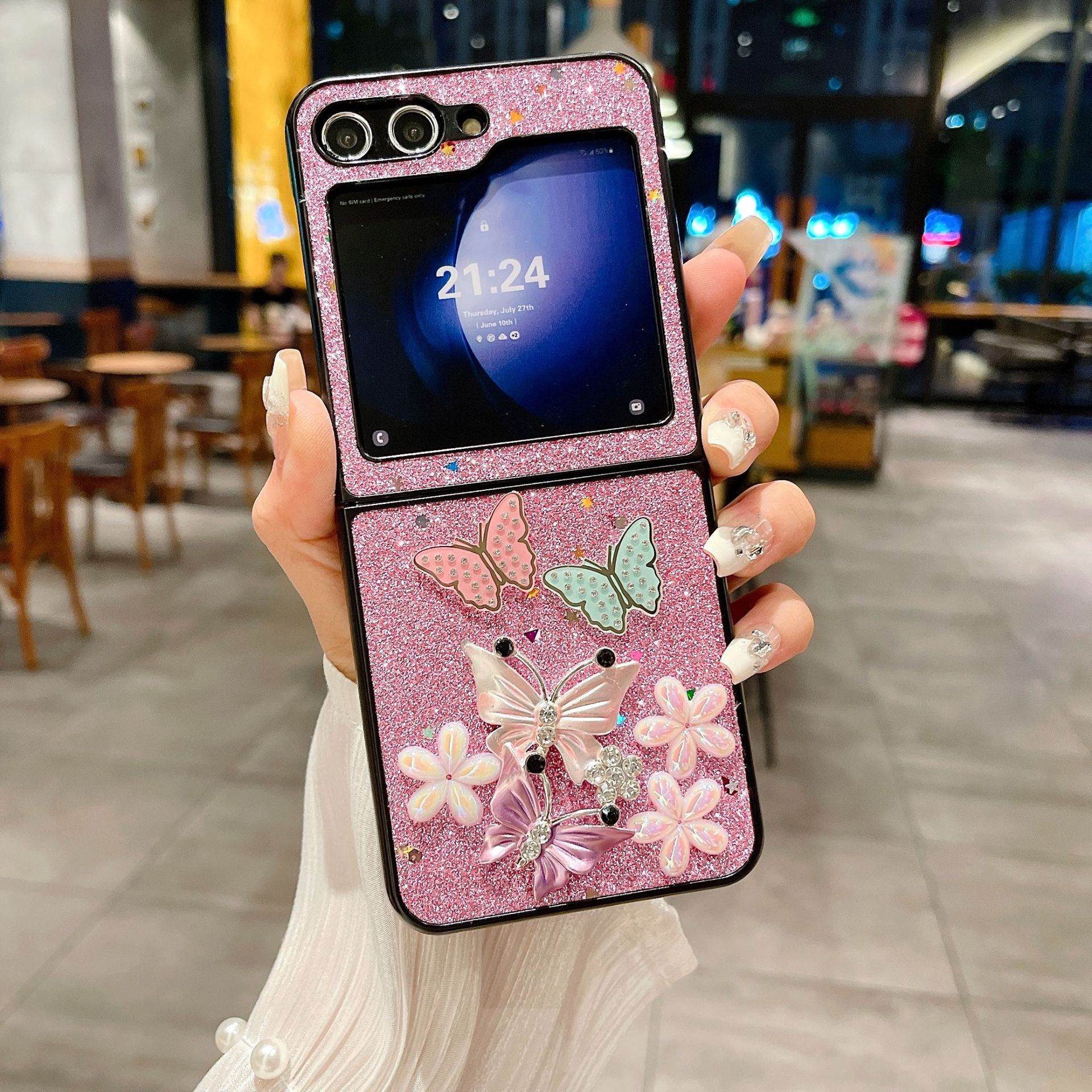 Luxury Glitter Star Cute Butterfly Phone Case for Samsung Galaxy Z Flip 5/4/3