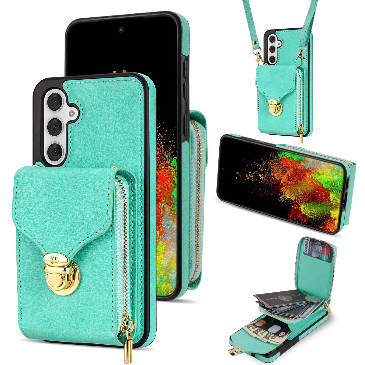 Zipper Multi Cards Slot Crossbody Wallet Case For Samsung Galaxy For A54 5G