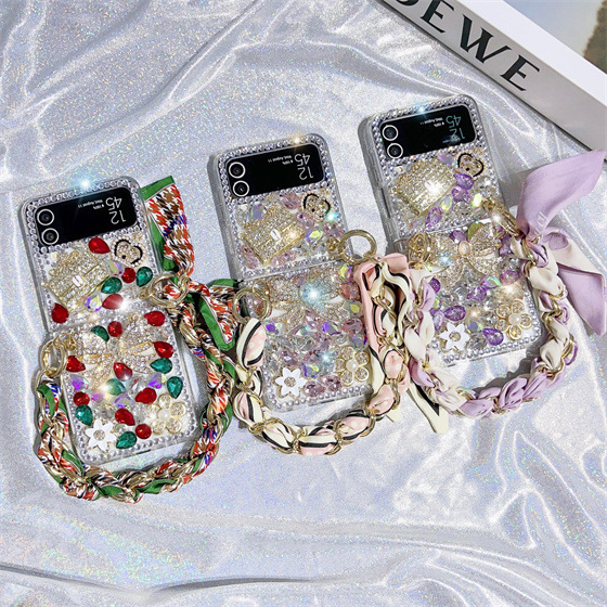 Crystal Luxury Colorful Rhinestone Bow-knot Phone Case For Samsung Galaxy Z Flip 6 5 4 3