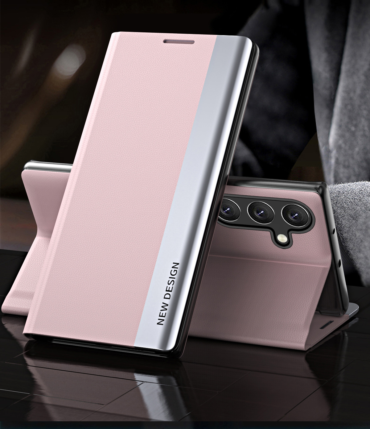 2024 The 4th Generation Side Window Magnetic Plating Bracket Flip Phone Case For Samsung Galaxy S23FE
